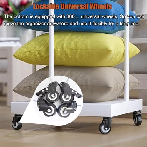 Estante de almacenamiento para almohadas, soporte de cojín rodante para tienda minorista, dormitorio, sala de estar con ruedas