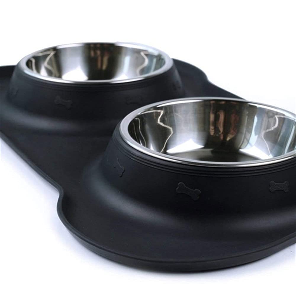 RTHGTFGW Comedero Perro Cuencos for perros Acero inoxidable Agua y alimentación Alimentador de alimentos con estera de silicona resistente al deslizamiento sin derrame for mascotas Perrito Pequeños pe