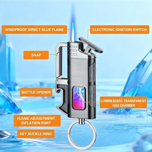 Encendedor Llavero a prueba de viento con abrebotellas miniatura 4