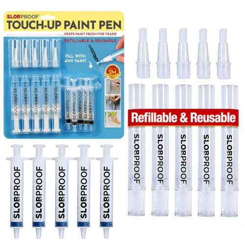 Slobproof Refillable Touch-Up Paint Pen, Pack of 5 - Precision Brush Tip