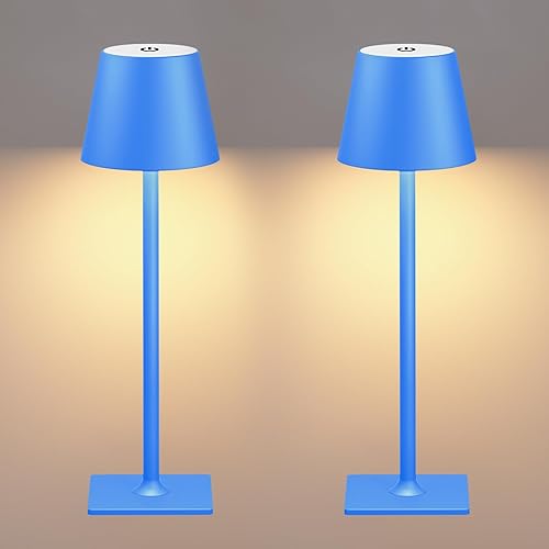 Miniatura 15 de 2 Pack de lámparas de mesa recargables - Lámpara de mesa LED inalámbrica con batería recargable de 6000mAh, lámpara de escritorio LED portátil,