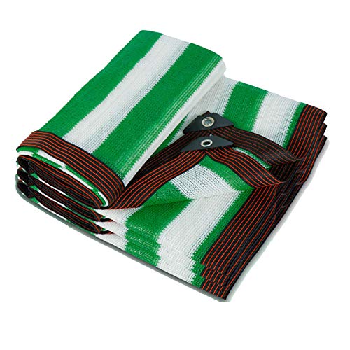 HLMBQ 2x10 m Filet d’Ombrage Tissu d'ombrage Anti-UV Thermique Epaisse Toile d'ombrage Patio pergola fenêtre Jardin Toit Couvre Green-White Stripes