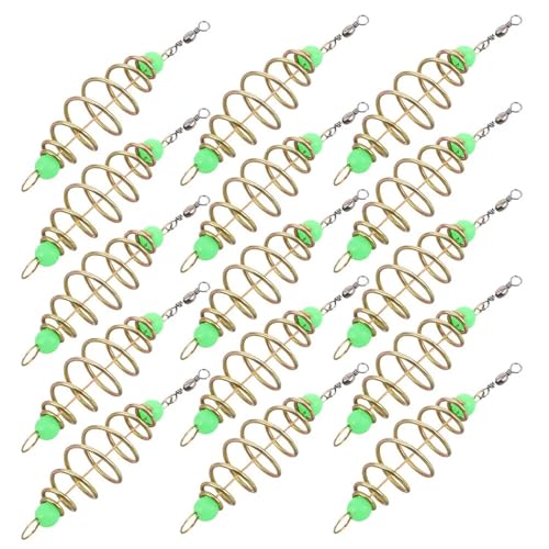 Zovloer 30pcs Night Glow Bait Accessories Stainless Steel Spring Bait Holder With Luminous Beads Fishing Cage For Carp Bream For Luring Catfishes