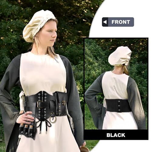 Womens Corset Renaissance Belt, Women Belt Pouch Waist Bag Phone Holder Medieval Costume Vintage Christmas Gifts (L-Waist/35..2"-43.2"-B)2