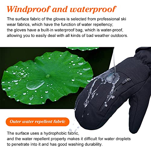Ski Mittens Women Waterproof, Golf Mitts Men, Ski Gloves Ladies, Thermal Gloves Touch Screen, Cotton Winter Gloves Touchscreen Unisex With Zip Pocket Sport Cycling Mtb Running Extra Warm - Image 3