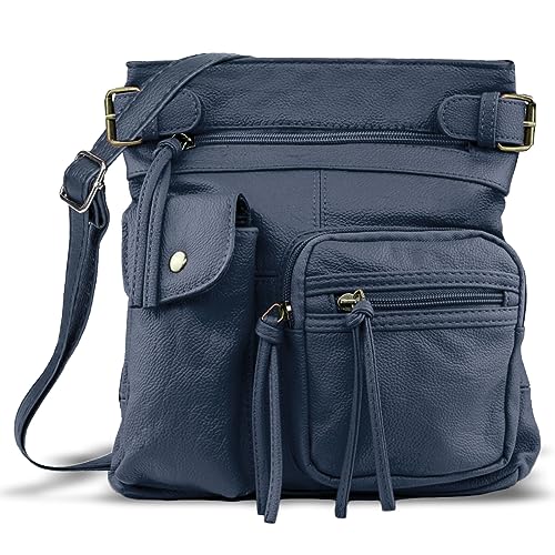 Krediz Leather Crossbody purses for Women, Soft & Durable Purses for Women Trendy, Multi Pocket travel bag, Adjustable Strap