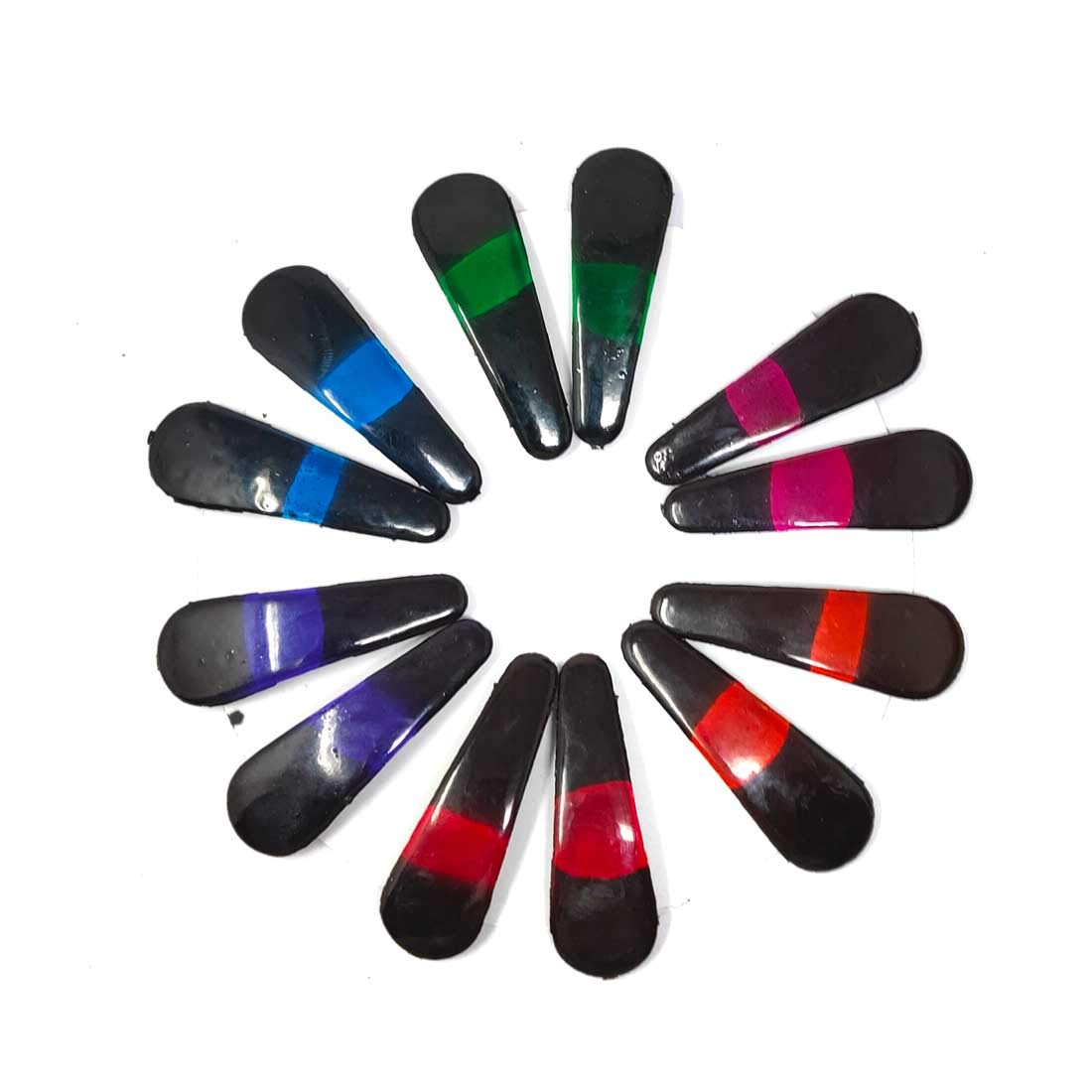 Anokhi Ada Colour full Strips on Black Plastic on Metal Tik-Tak Hair Clips for Girls and Women-(ZB-06)