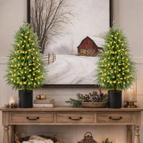 2 Pack, Pre-Lit 3FT Artificial Norfolk - image 6