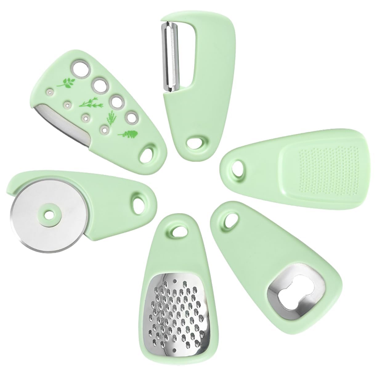 DPT ENTERPRISES Travelling & Picnic Multipurpose Kitchen Gadgets Set 6 Pieces, Space Saving Cooking Tools for Fruit,Vegetable Grater, Peeler,Grinder, Bottle Opener, Pizza Cutter, Herb Stripper-image-27