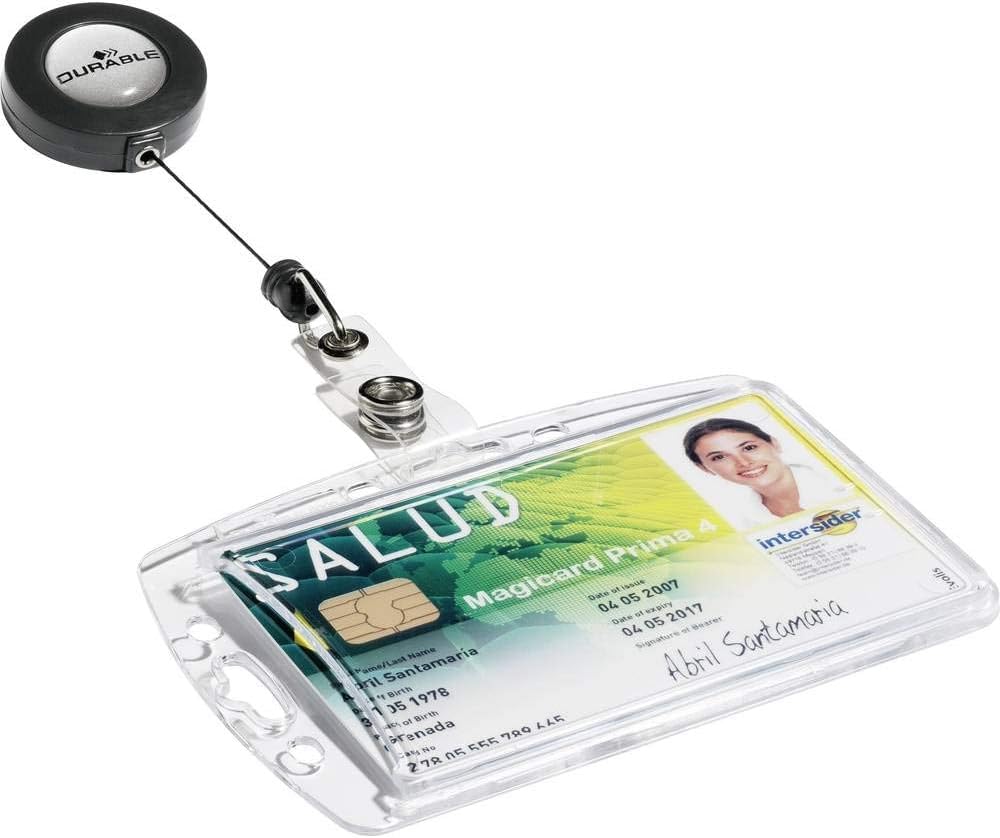 Durable Namensschild Hartbox mit Jojo Ausweiskartenhalter, 10 Stück, transparent, 801219
