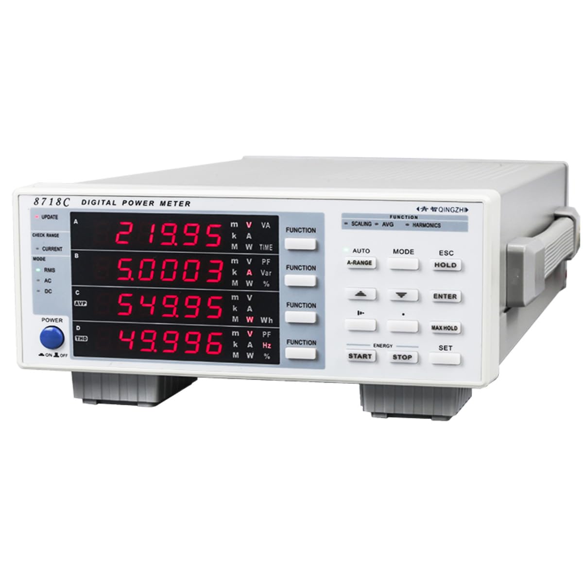 High Precision Power Meter, 0.1% Accuracy Multifunctional Electrical Power Analyzer, Measures Voltage Current Power Factor Frequency, for Energy Audit, Load Analysis, Industrial & Home Use