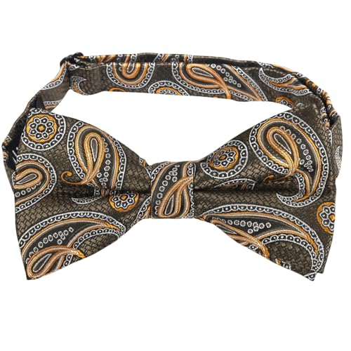 Image of Alizeal Mens 4pcs Vintage Paisley Bow Tie Set | Pre-tied Pocket Square Cufflinks Boutonniere for Wedding Everyday Use