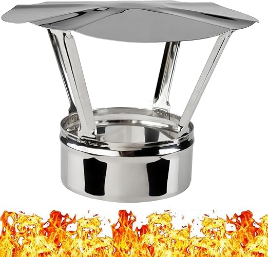 Chapeau de Cheminée en Acier Inoxydable - Capuchon de Pluie - Embout de Cheminée - Couvercle de Cheminée pour Tuyau - Hotte d'aération - Diamètre 180 mm – Ø 180 mm