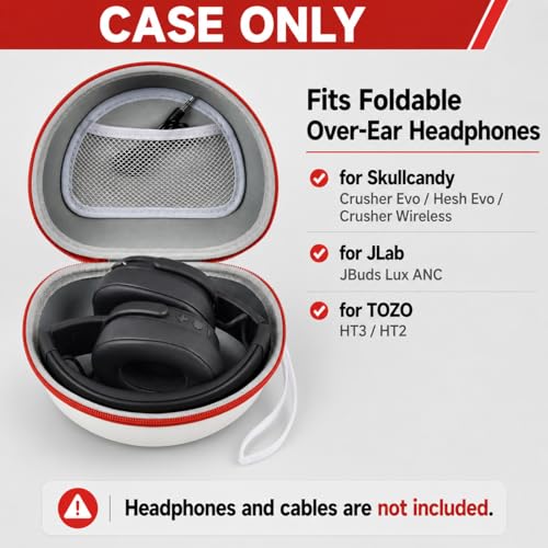 Image of Headphone Case for Skullcandy Crusher /Hesh /Evo, for JLab JBuds Lux ANC | for TOZO HT3 /HT2 Wireless Over-Ear Bluetooth Earphones, Travel Carrying, Daily Commute /Gym /Outdoor Use, Hard Box Only
