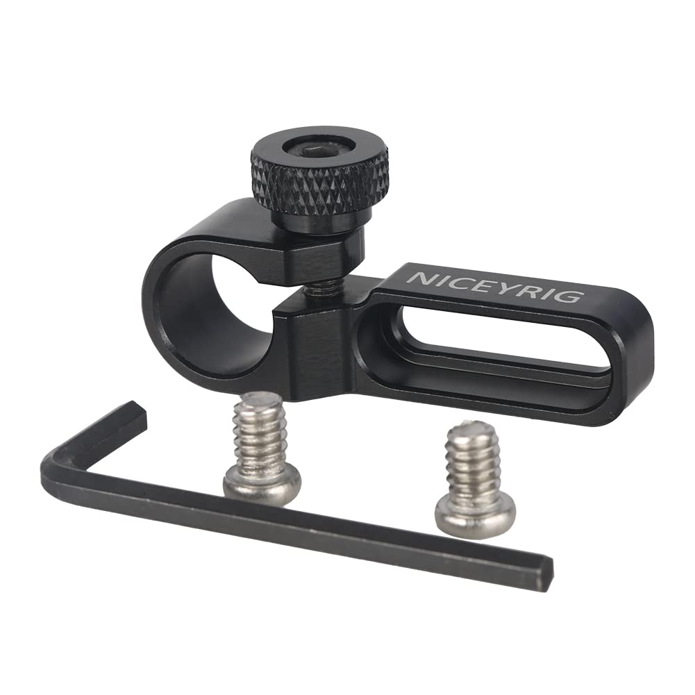 NICEYRIG 15mm Single Rod Holder with Counterbore, Side Mount Extension Rod Rail Block for Camera Cage Top Handle Follow Focus Matte Box - 492