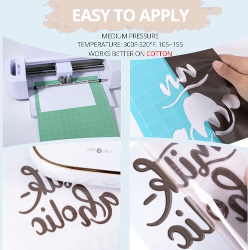 Image of HTVRONT Puff Vinyl Heat Transfer -10 inch x 6ft Beige 3D Puff Heat Transfer Vinyl Foaming Colorful Puffy Iron on Vinyl for T-Shirt- Cream Puff Htv Vinyl for Compatible with Cricut Cutting Machine