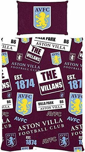 Parure de lit Aston Villa FC Patch avec housse et taie d'oreiller