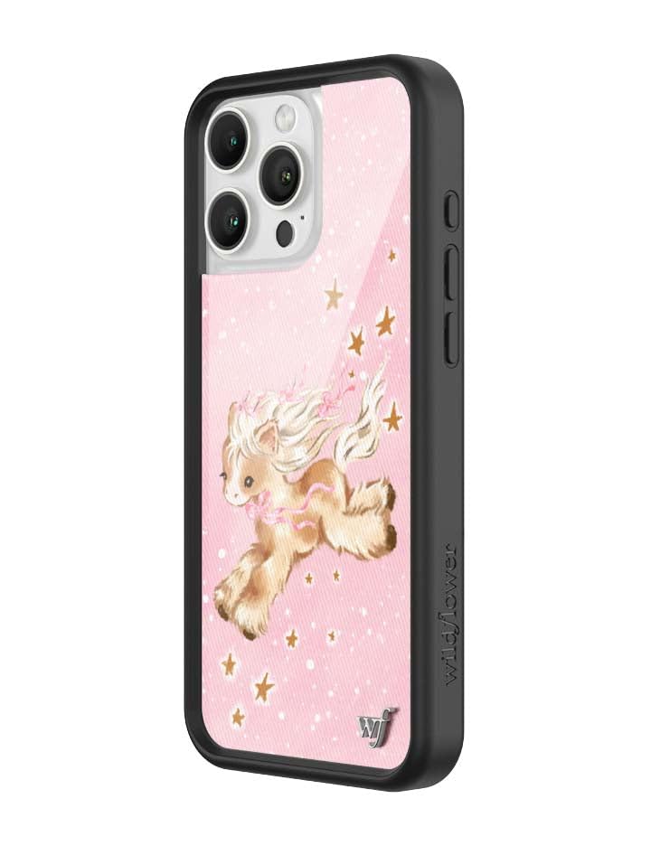 Image of Wildflower Cases - Compatible with iPhone 16 Pro Max | Protective Black Bumper, 4ft Drop Test Certified, Women Owned Small Business | Girls Pastel Pink Horse Aesthetic Cute Trendy | Pony Dreams