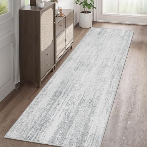 MUJOO Washable Runner Rug 2x8 Area Rugs Low Pile Non Slip Modern Abstract