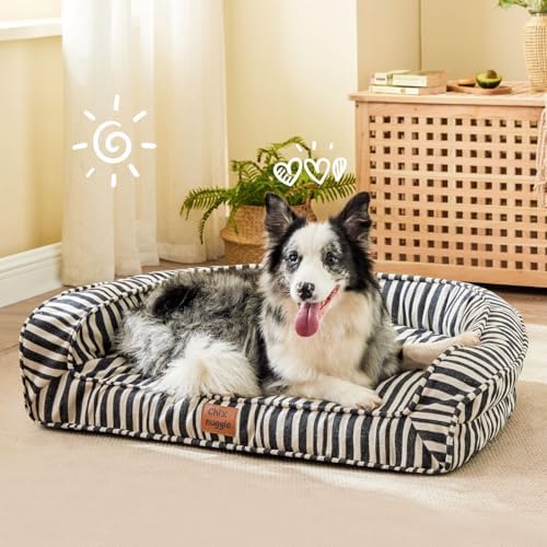 Dog Bed for Large Dogs – Washable Canvas Pet Beds, Breathable & Low-Step Entry Easy for Senior Dog, 36x27x7inches
