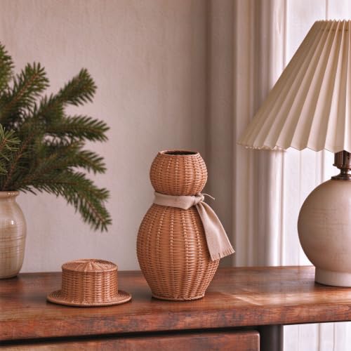 Christmas Handwoven Rattan Snowman Decor, With Removable Hat & Scarf - image 4