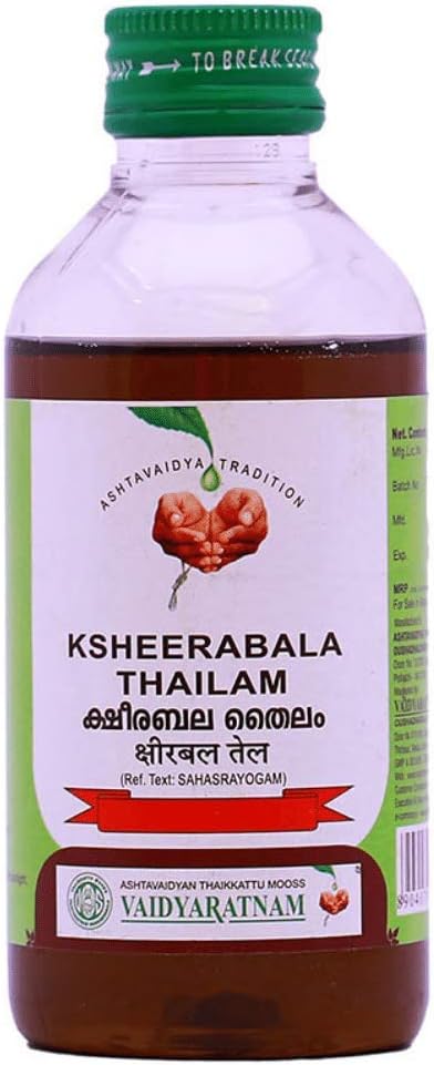 VAIDYARATNAM Ksheerabala Thailam -200 ML (Pack Of 2)| Ayurvedic Products | Ayurveda Products | Vaidyaratnam Products