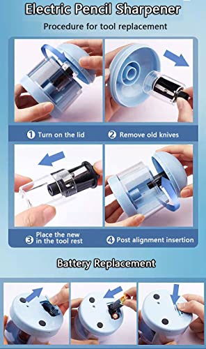 Image of Magicwand Pencil Sharpener,Electric Eraser,Vacuum Cleaner Stationery Set with 40 Eraser Refills for Kids,Adults for Home Office School【Blue】