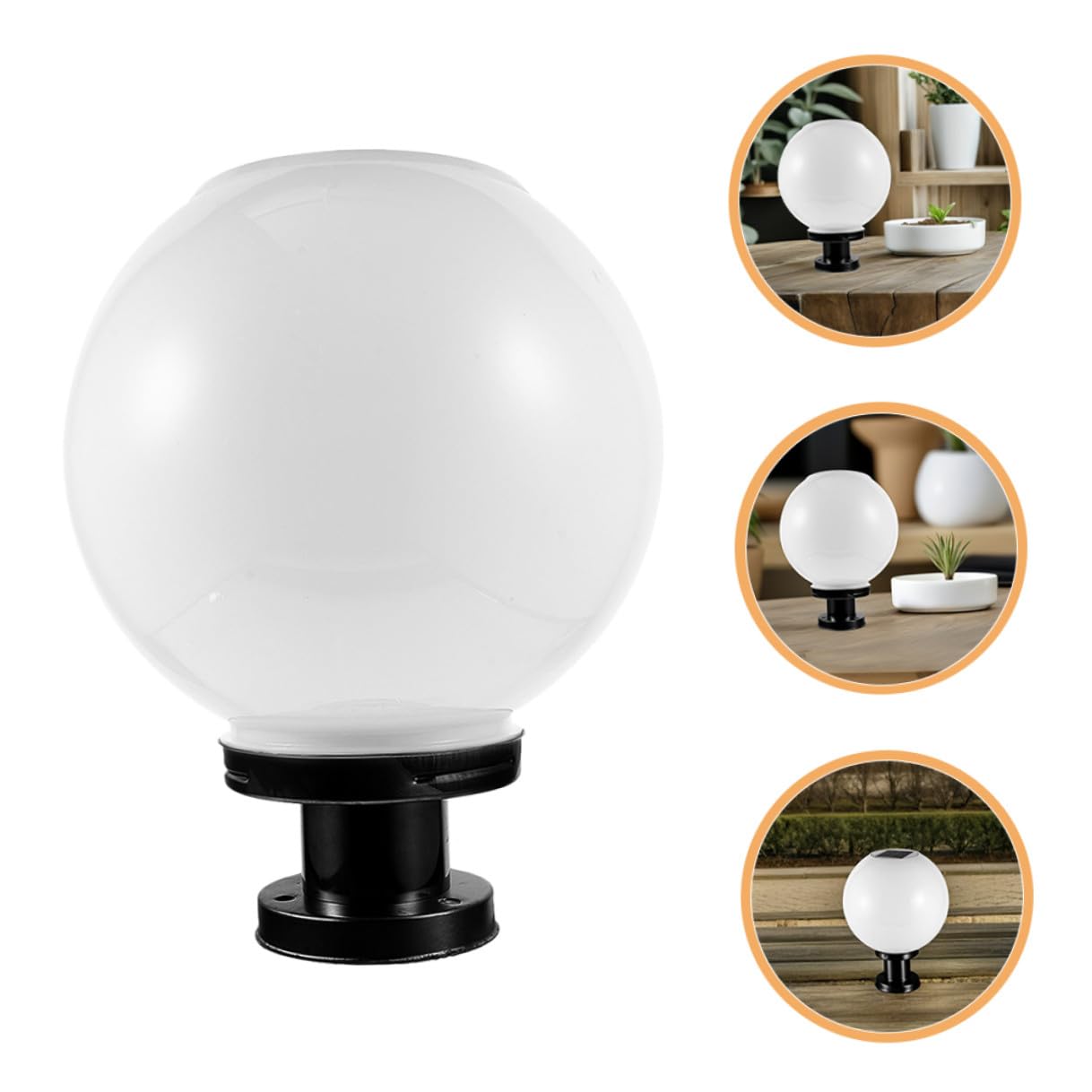 Lampione Solare a Led a Globo Con Base in Acciaio Inox, Lampada a Globo Montata Su Palo Per Esterni, Luce Solare a Colonna Per Giardino, Recinzione e Patio, Rilevatore Crepuscolare, 20 Cm