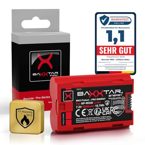 Baxxtar NP W235 MaxProtect V1 batería (2600mAh) con Sensor NTC Activo y V1 Caso   Compatible con Fuji Fujifilm GFX50s II GFX 100S GFX 100 II X H2 X H2S X S20 X T4 X T5