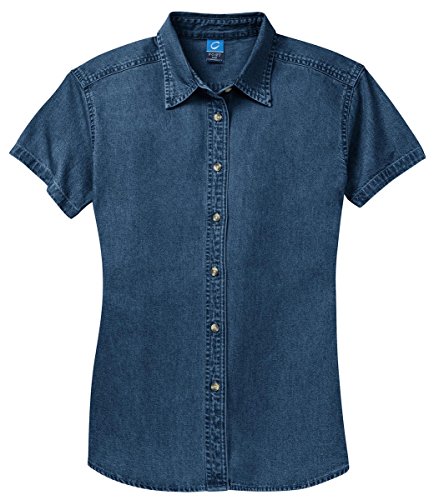 Port & Company - Ladies Short Sleeve Value Denim Shirt. LSP11 - Faded Blue - X-Large