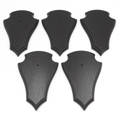 GTK - Geweihe & Trophäen KRUMHOLZ 5 Stück REH Trophäenschilder mit Spitze in Eiche Dunkel AF 19 cm x 11 cm