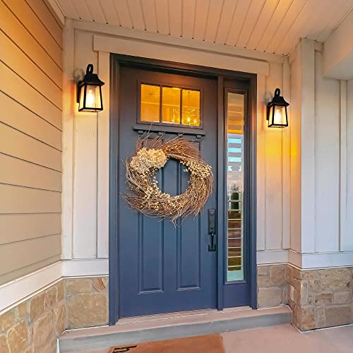 Outdoor Wall Light, Modern Farmhouse Exterior Light Fixture Porch Lights, Trapezoid Black Outdoor Sconce Light Seeded Glass For House, Front Door, Entryway, Garage #TOP3