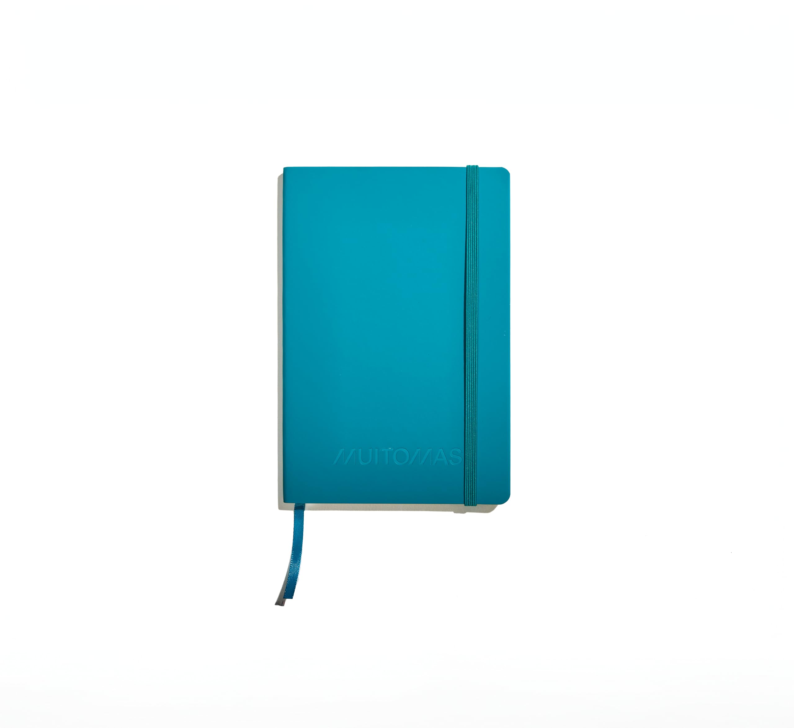 Muitomas, A5 Office Notebook with Soft Cover, Inner Pocket and Elastic Closure, 120 Lined Sheets, 13 x 21 cm, Teal Blue