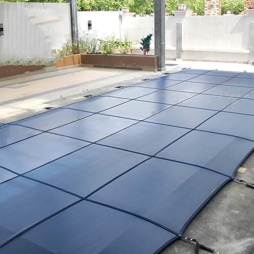 kubeier Pool Abdeckplane rechteckig, Poolüberdachung aus PP-Material, Winter-Poolabdeckung für runde Pools, Staubdicht Sicherheit, Holzdeck/Betonboden montiert, blau,4m×6m/13ft×19ft