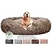 Haoye Cama Perro Grande Suave Gato, Cama Perros Redonda cojín Gatos sofá para Perros Donut, Perro Gato Mascota Colchón Lavable, para Perro Grande - Brown Ø 110cm