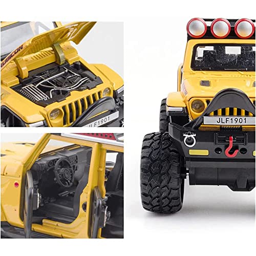 Image of New 1:32 Rubicon Diecast Alloy Metal Pull Back Car with Openable Doors Music Sound and Light Vehicle Toy Car for Kids Boys