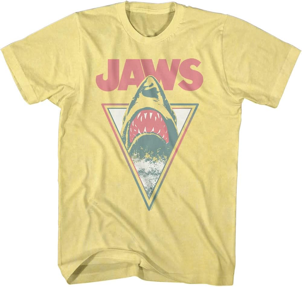 Jaws 70s Classic Horror Movie Shark Logo Image Adult Short Sleeve T-Shirt Graphic Tee