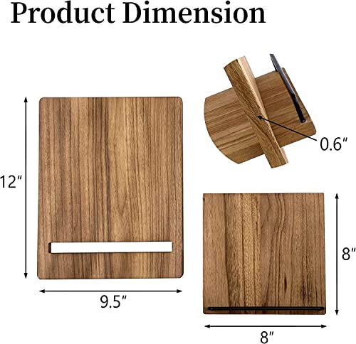 TrendBell Wooden Cookbook Stand Cutting Chopping Board | Wood Cookbook Recipe Holder with The Adjustable Pull-Out Stand - Thumbnail 7