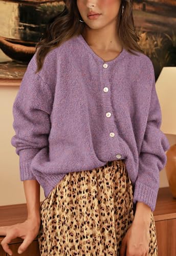 Image of PRETTYGARDEN Long Sleeve Crewneck Button Down Womens Sweaters Fall Open Front Chunky Cardigan Sweaters for Women 2026