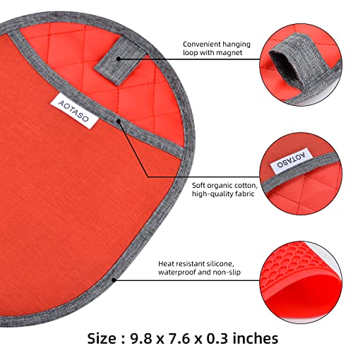 Aotaso Magnetic Silicone Pot Holders For Kitchen Oven Hot Pads Heat Resistant Potholder Set With Pocket (2 Pcs,Red) #TOP5