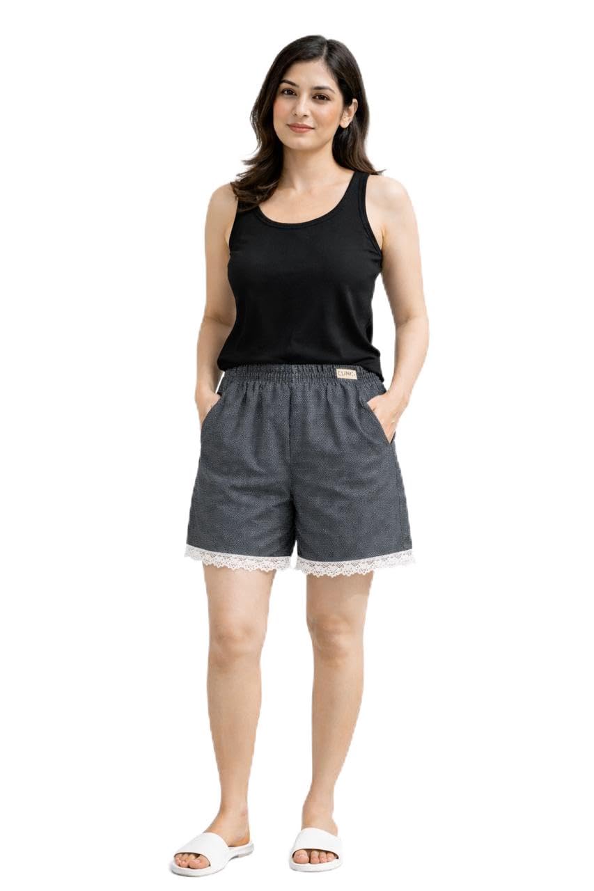 clling Printed Lounge Shorts for Women, Soft Cotton Nightwear with Elastic Waist and Pockets, Comfortable Sleepwear-picture-45