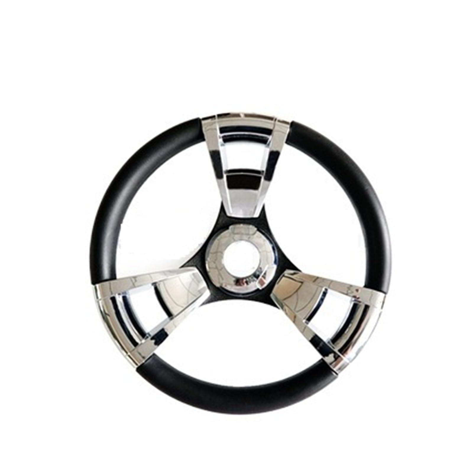 ZGYDNM Ship steering wheel Marine 350mm Boat Steering Wheel 3 4 Inch Shaft Polished 3 Spoke Steering Wheel Fit For Vessels Yacht Boat Accessories Comfortable (Color : Bright silver, Size : 1)