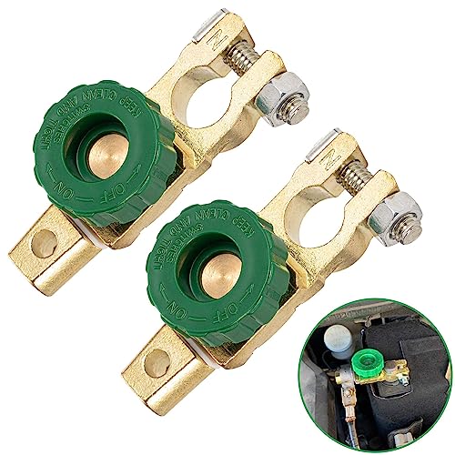 2 Interrupteurs Batterie Universels - Coupe-circuit 12V/24V - Bouton Vert - Voiture, Moto, Camping-car