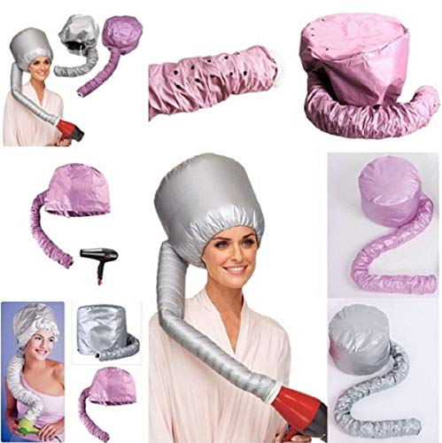 Jingjing1 Portable Hair Dryer Soft Hood Bonnet Attachment Hair Drying Cap Hat Blow Salon Hairdressin (Pink)