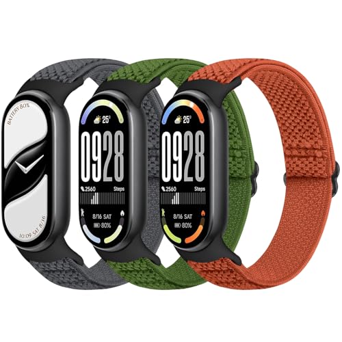Image of Bcuckood Elastic Bands Compatible with Xiaomi Mi Band 8 Women Men, Stretchy Solo Loop Soft Nylon Elastic Strap Replacement Wristband for Xiaomi Mi Band 8,3 PCS