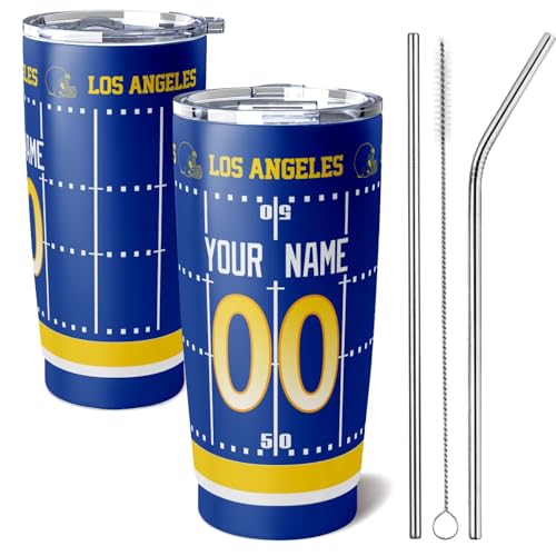 Image of ANTKING Los Angeles R Tumbler 20 oz Travel Coffee Cup for Men Women Boy Custom Name Number Gifts