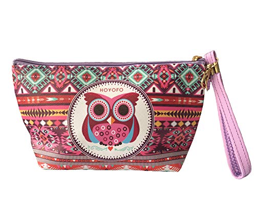 HOYOFO Owl Pattern Makeup Pouch Bag Wristlet Travel Cosmetic Bag Coin Purse Clutch, Totem