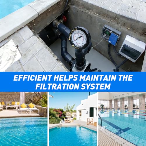 Riisoyu Pool Druckmesser, 1/4 Zoll NPT Pool-Manometer 0+4BAR/0-60 PSI Präziser Wasserdrucktester Präzisions-Doppelskala Einfache Installation Langlebig für Schwimmbecken Filter, Fischteiche und Pumpen