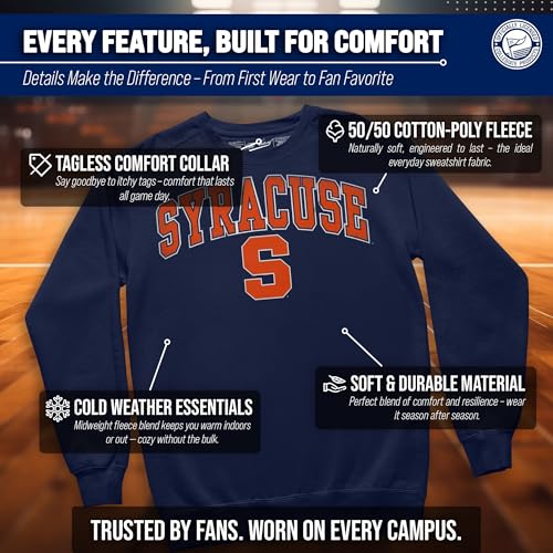 Image of NCAA College Sweatshirt Fleece Crewneck Pullover for Men and Women | Officially licensed NCAA college gameday crewneck pullover - 9 oz fleece lined sweatshirt with arch and logo design