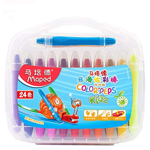 YYMIYU Thin Rod Colorful Stick Pen 24 Color Rotating Washable Crayons Water Soluble